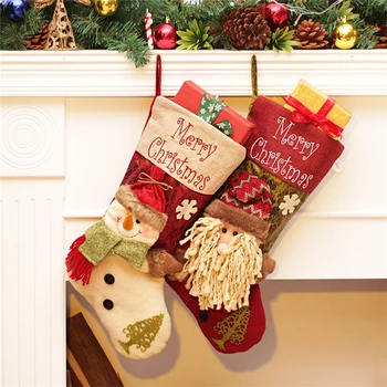 

Santa Claus Christmas Stockings New Year Christmas Tree Decorations Candy Bag Gifts Socks Stocking Xmas Ornament Gift Bags
