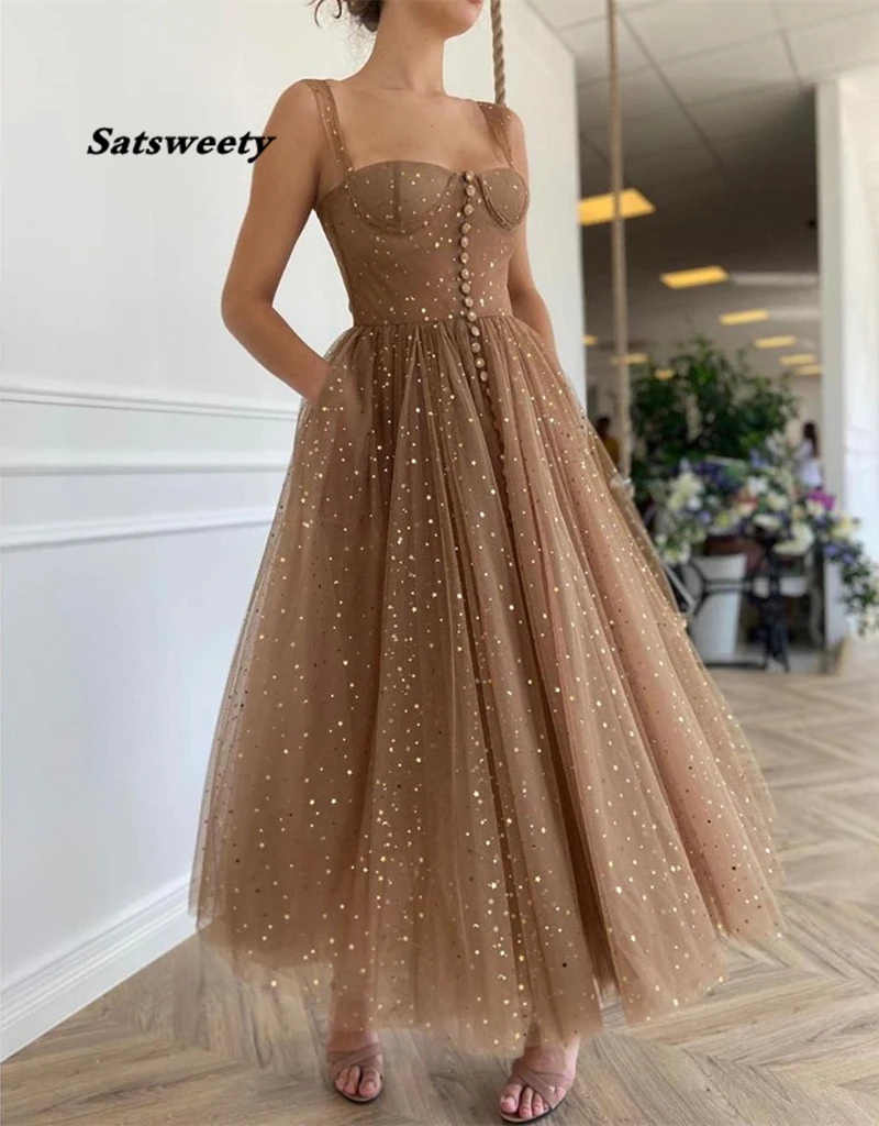 

Glittering Stars Sequined Prom Dresses A Line Sweetheart Short Prom Dress Ankle Length vestidos de cóctel