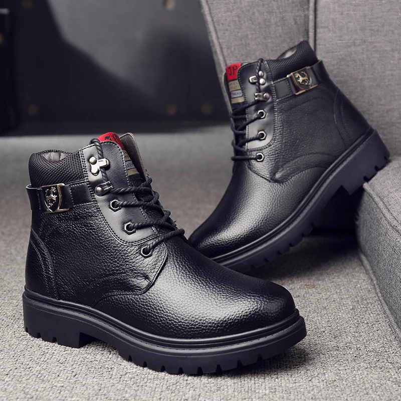 

2020 new autumn and winter brand ultra warm men's winter leather men's waterproof rubber snow boots casual boots retro shoes