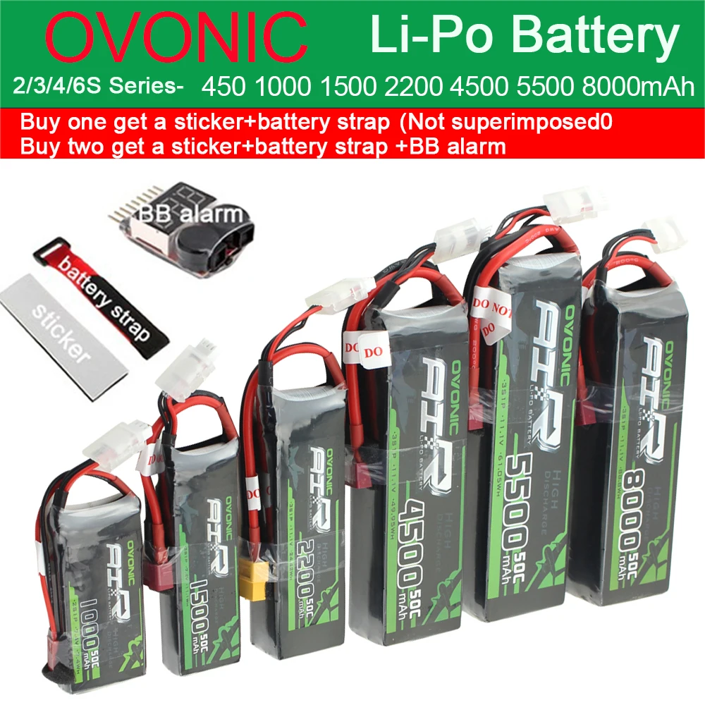 Ovonic Li Po Батарея 2S 3S 4S 6S 450 мА/ч 1000 2200 4500 5500 8000 25C 50C RC с неподвижным крылом вертолет