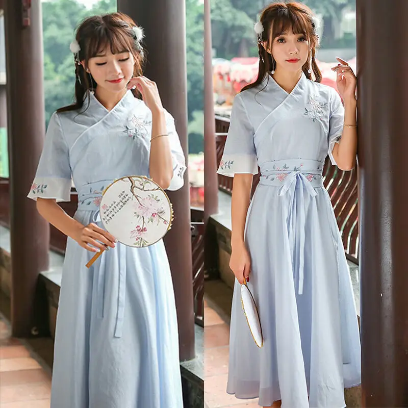 Новое Женское китайское традиционное женское платье Hanfu Fusion Современное