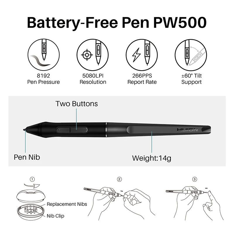 Графический планшет Huion Inspiroy Q620M, беспроводная цифровая ручка для рисования, планшет+ набор 8 программируемых нажатых клавиш, 8192 уровней давления