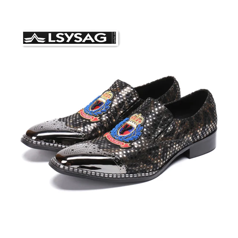 

Fashion British Style Bullock Men Business Shoes Square Toe Genuine Leather Men Formal Shoes Luxury Wedding Dress Shoes