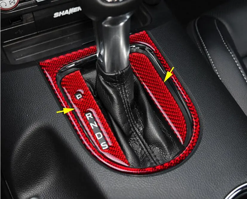 Red Carbon Fiber Interior Gear Shift Box Panel Cover For Ford Mustang 2015-2019
