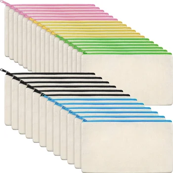

30Pcs Canvas Makeup Bags Zipper Pouch Bags Pencil Case DIY Craft Bags for Travel DIY Craft School Multicolored Zippers