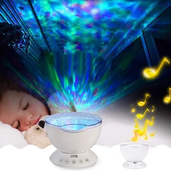

Ocean Wave Projector Night Light with Remote Control Music Player Speaker
