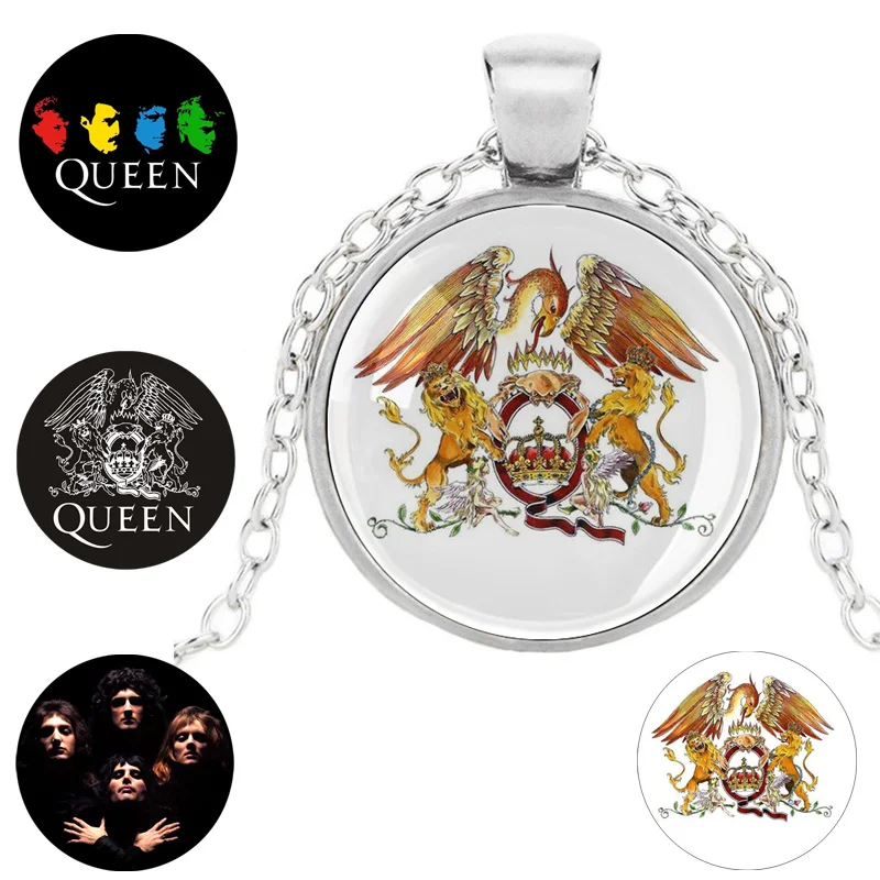

Queen Symbol Necklace Pendant British Rock Band Freddie Mercury Guitarra Brian May Roger Taylor John Deacon For T Shirt Fans Gif