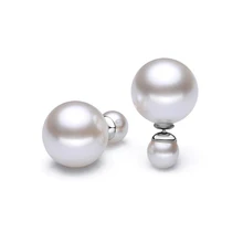 Серебряные ювелирные изделия 925 пробы, Двойные серьги с искусственным жемчугом, популярные женские большие и маленькие жемчужные серьги-гвоздики, различные способы ношения