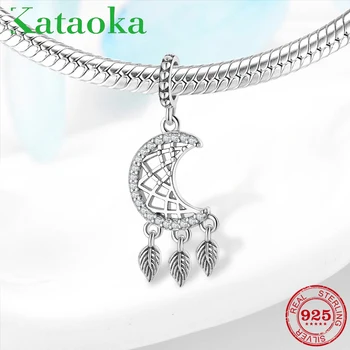 

Moon 925 Sterling Silver Dangle Dream catcher pendants Beads Fit Original Kataoka Charm Bracelet bangles Jewelry making