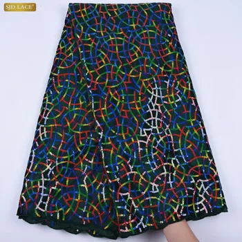 

Latest African Cotton Lace Fabrics High Quality Embroidery Sequins Lace Fabric For Wedding Party Velvet Lace Fabric A1693