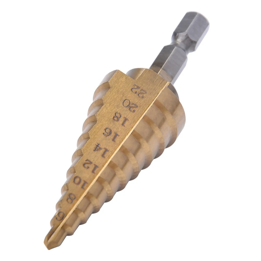  Hex Titanium Coating HSS Step Cone Drill Bit Hole Cutter 4-22mm for Sheet Drilling Power Tools for 