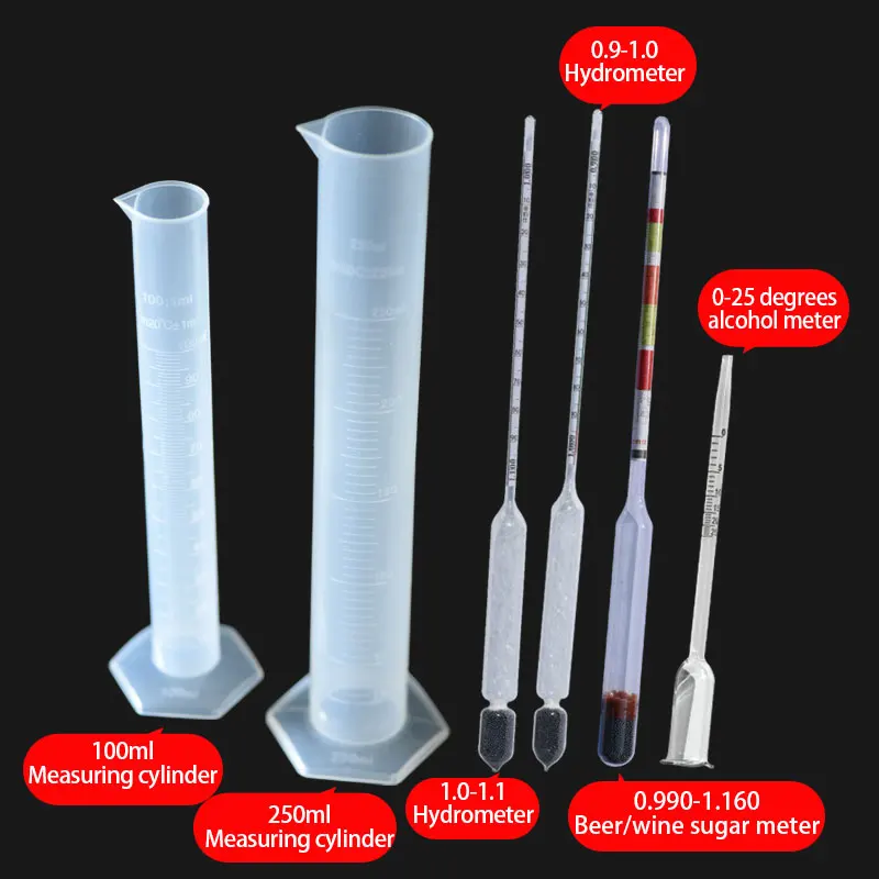 100/250ml/ measuring cylinder hydrometer home brewing equipment tool measuring alcohol content wine sugar content