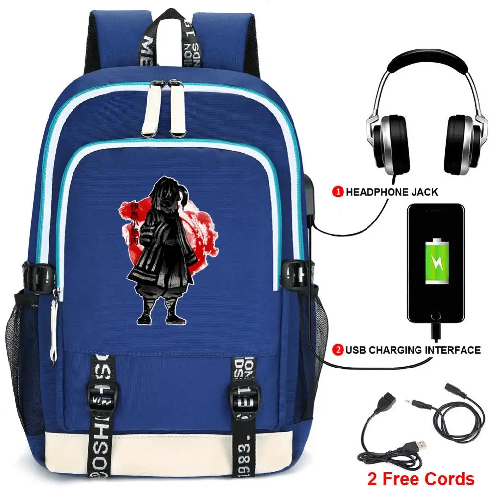 Аниме Demon Slayer: Kimetsu no Yaiba usb зарядка рюкзак Оксфорд школьные сумки студентов Bookbag путешествия ноутбук рюкзак Tanjirou - Цвет: 6
