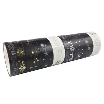 

8pcs Washi Masking Tape set (Black + gold + silver)