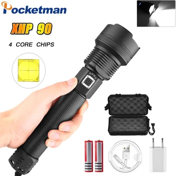 

XHP90 Most Powerful LED Flashlight XHP70.2 USB Lamp Rechargeable Tactical Light 18650&26650 Zoom Torch Camping Hunting