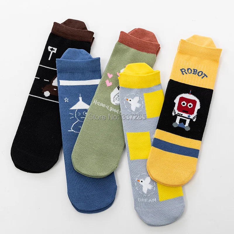 

5pcs new boys girls Cotton high socks lovely cartoon socks for kids child Basketball boys spring autumn children cute socks