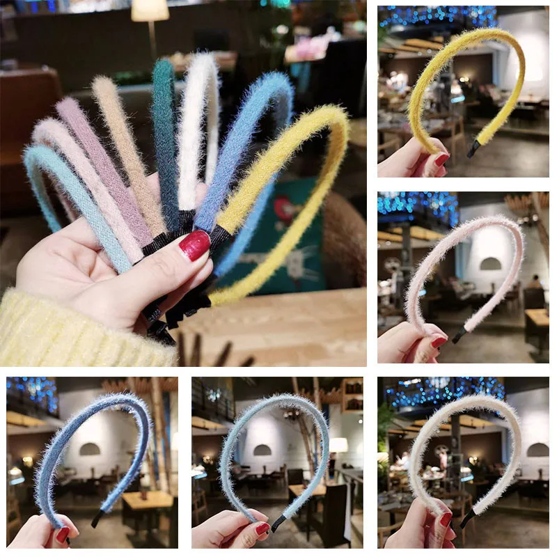 

Alice Plush Hair Band Candy Color Metal Headband Band Womens Headband Hoop