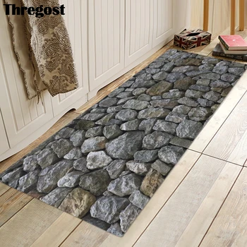 

Thregost Stone Printed 3D Carpet Long Door Mats Indoor Welcome Rug Kitchen Rugs Washable Non Slip Water Absorption Bathtub Mat