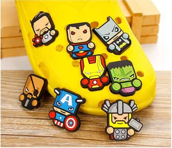 

The Avengers Captain America hulk batman shoe charms cross PVC beach shoe accessories hole shoes buckle JIbiz gift for kids