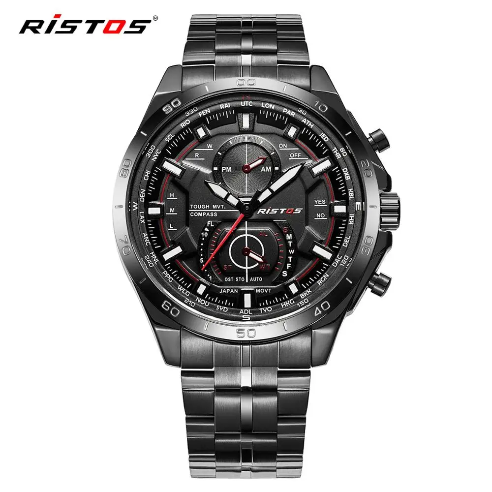 

RISTOS 2020 Calendar Extreme Sports Quartz Watch Military Casual Stainless Steel Watches Reloj Masculino Men Wristwatch Mentre