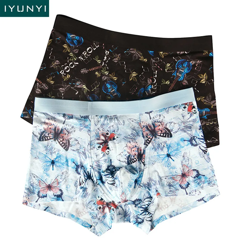IYUNYI Men Underwear High Quality Modal Breathable Boxer Shorts Fashion Printed Men's Underpants Bikini Male Panties Homewear | Мужская