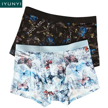 

IYUNYI Men Underwear High Quality Modal Breathable Boxer Shorts Fashion Printed Men's Underpants Bikini Male Panties Homewear