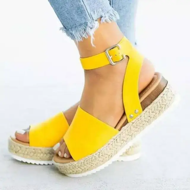 2021 Summer New Shoes Womens Sandals Students Flat Platform Shoes Women Soft Patent Leather Gladiator Sandals Female Beach Shoes Yellow