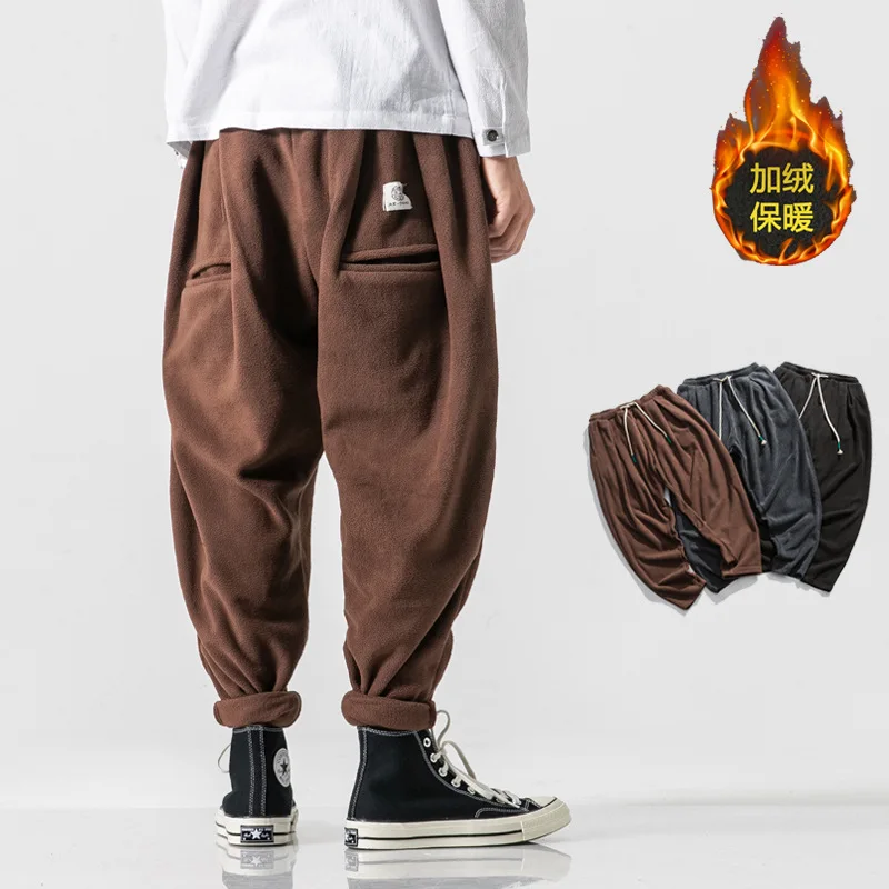 

2019 Autumn And Winter Polar Fleece Solid Color Retro Washing Retro with Plus-sized Chinese-style Casual Solid Color Pants