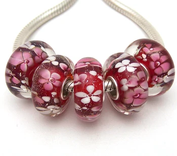 

JGWGT 1333 5X 100% Authenticity S925 Sterling Silver Beads Murano Glass beads Fit European Charms Bracelet diy jewelry Lampwork