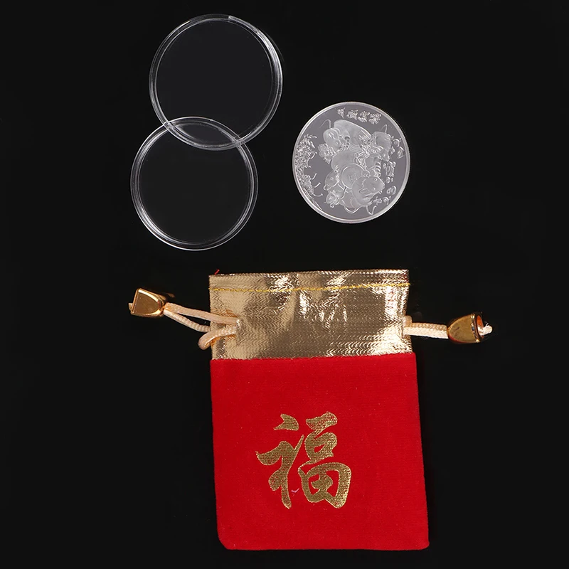 1 шт., позолоченные/посеребренные памятные монеты с мышкой и крысой, коллекция китайских монет со знаком зодиака, подарок на год, товары для украшения дома - Цвет: GYHG946-SV