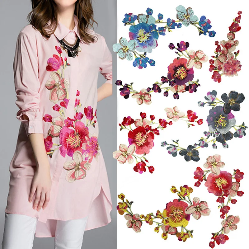 

New Arrive Embroidered Water Soluble Lace Cloth Stickers High-grade Cheongsam Patch Peony Sewing Applique Apparel Fabric