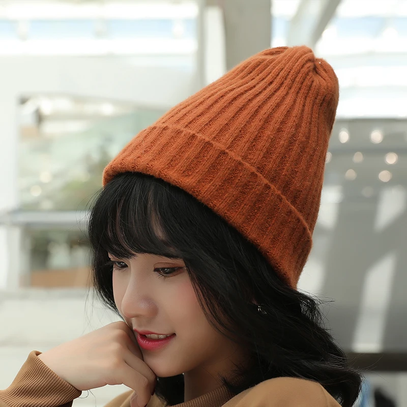 

Autumn women knitting bob hat girl hip pop wool solid cap men Retro Design art hat Korean Outdoor Warm Beanies winter chapeau