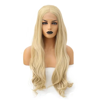 

AIMEYA 613 Blonde Synthetic Lace Front Wig for Women Middle Part Long Body Wave Heat Resistant Fiber Hair Wigs Natural Hairline