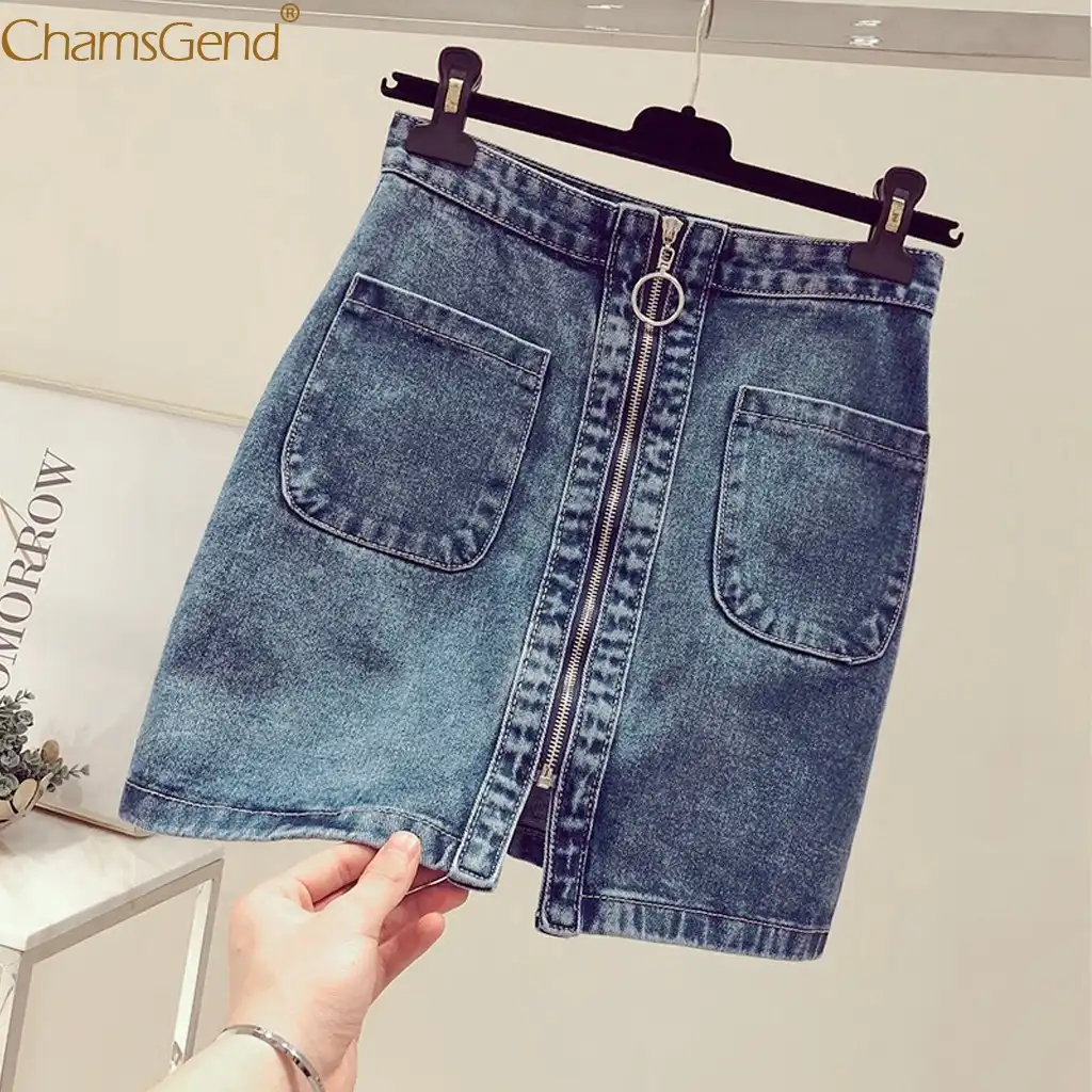 high waisted blue jean skirt