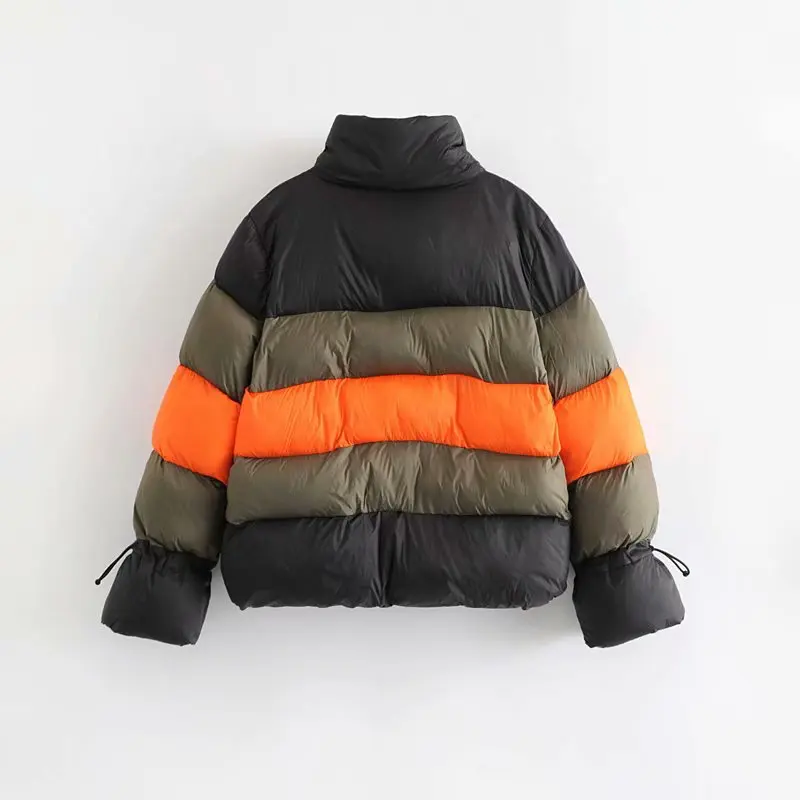 

AliExpress Hot Selling Color Block Joint Cotton Coat 2018 Autumn And Winter New Style Western Style Fashion Cotton Overcoat 8943