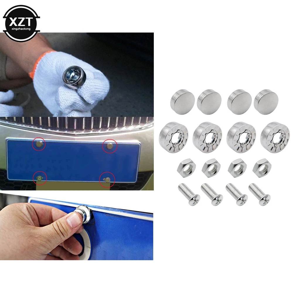 4Pcs/Set Car License Plate Bolts Frame Screws Chrome Anti-theft Screws car screws