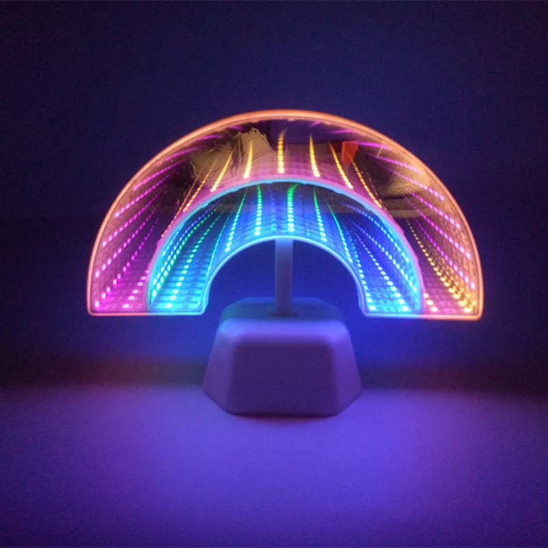 СВЕТОДИОДНЫЙ 3D Радужное зеркало туннельный свет двухсторонний яркий номер спальня гостиная бижутерия для декорирования ночник