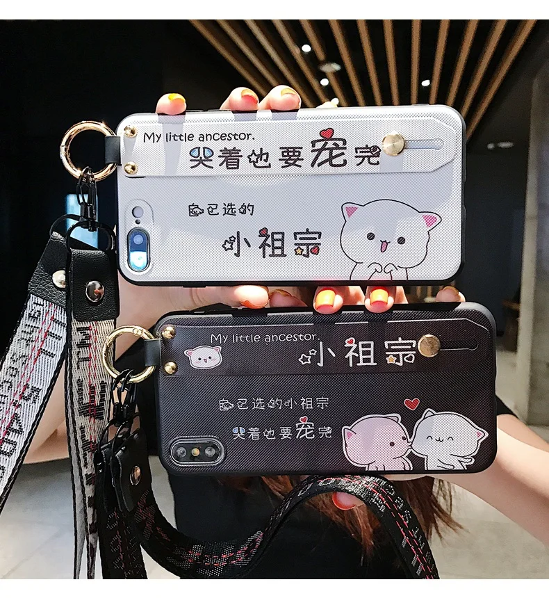 

Cute Simple Wristband Ring Buckle Case for Apple iPhone 6 6S 8 7 Plus X XR XS Max
