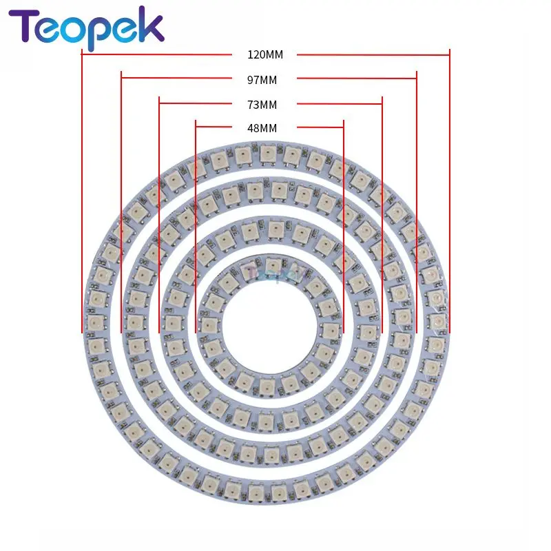 Led Pixel Ring WS2812B Addressable 8/16/24/35/45Leds 5050 RGB Led Diode Ring IC Built-in LED