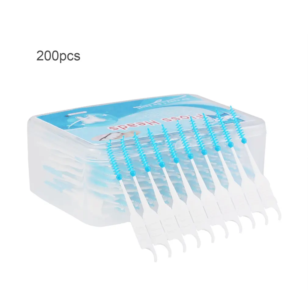 

New Hot Selling 200Pcs/Box Soft Silicone Floss Brush Interdental Teeth Disposable Toothpick Floss Mouth Care Cleaning Brush