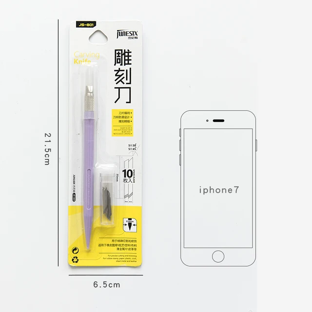 Kawaii creative art pen knife cutting board set small fresh paper cutting pen knife diy hand account tool supplies set Purple