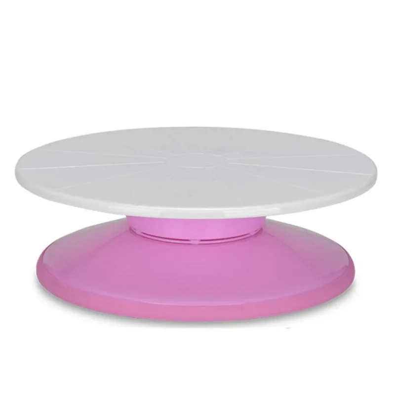 

29CM Pink Cake Turntable Table DIY Rotating Revolving Cake Decorating Stand Baking Plate Plastic Spin Bread Pastry Standing #LR3