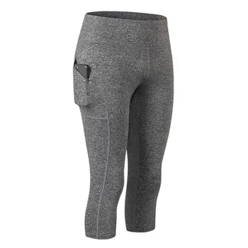 

Women Elastic Quick-drying Pants High Waist Tight Cropped Pants Sports Running TC21