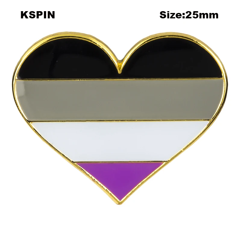 Asexual в форме сердца флаг лацкан булавка бейдж; брошь на булавке значки XY0629