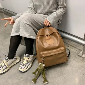 

Lady Bag 2020 New Style Large-Volume Backpack Fashion Solid Color Backpack