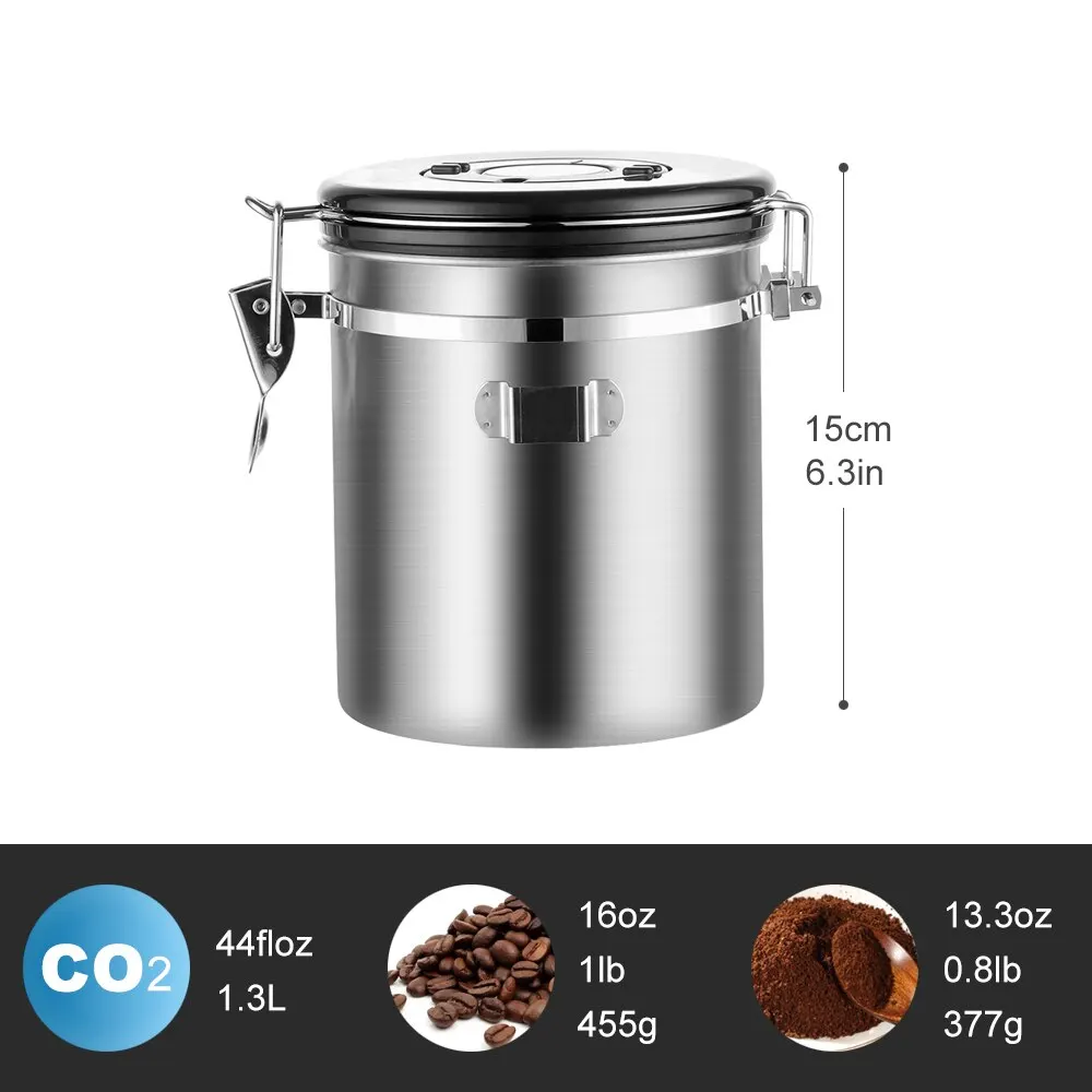 1.5L кофейная канистра с совком герметичный контейнер для кофе из нержавеющей стали контейнер для хранения Набор для кофейных зерен чай
