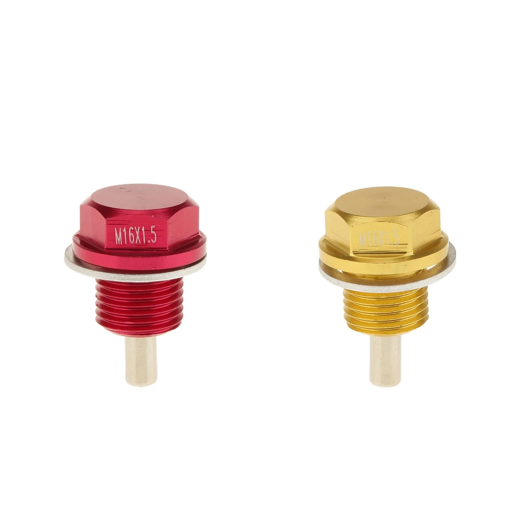 Gold+Red Auto Replacement M16X1.5 Anodized Magnetic Oil Drain Plug