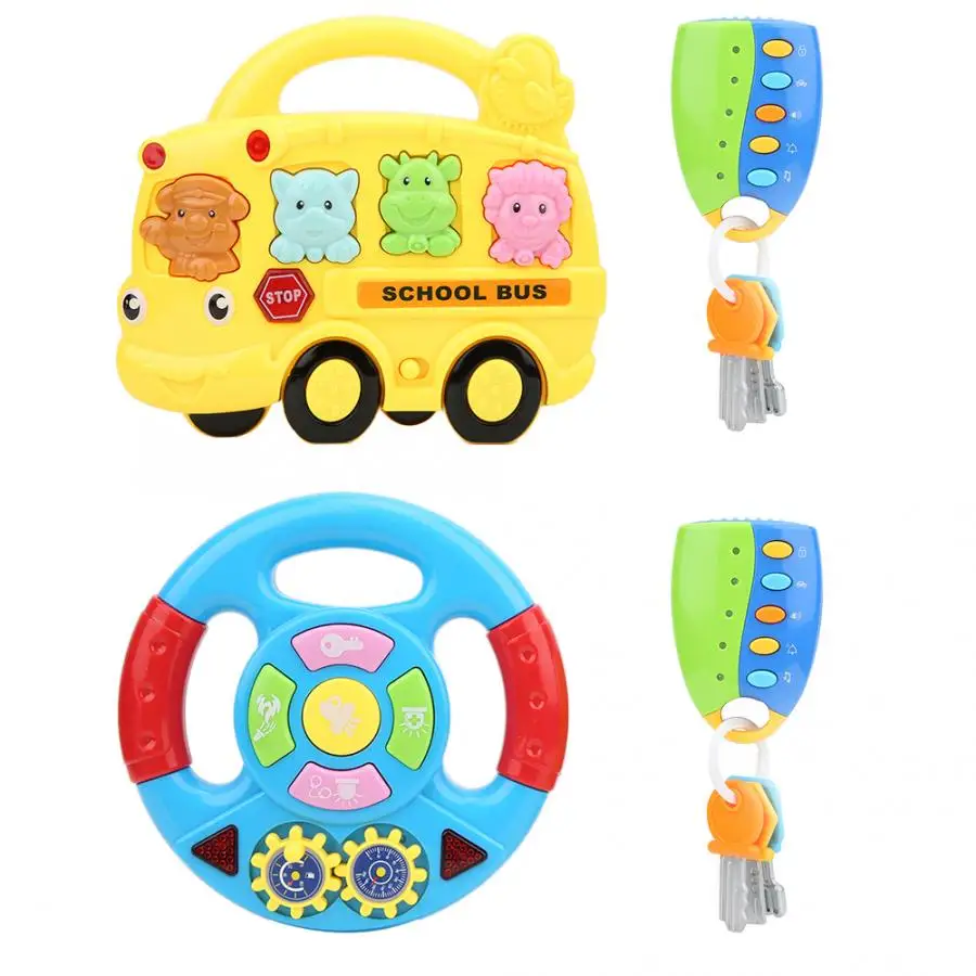 Electric Musical Instruments Toy For Kids Baby Steering Wheel with Car Key Sound-Light Effect Music Development Educational Toys | Игрушки и