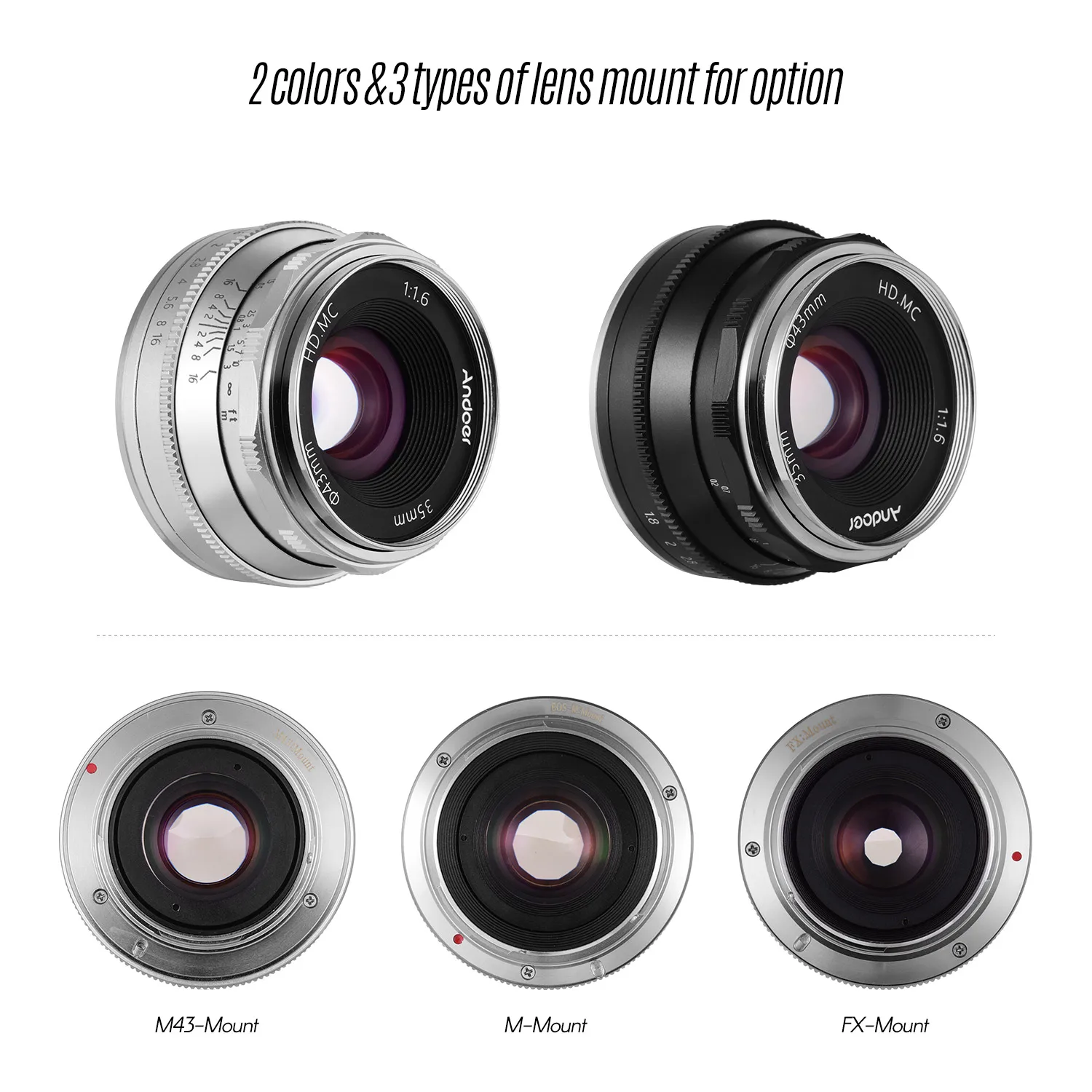 Andoer 35mm F1.6 Manual Focus Lens Large Aperture Multilayer Film 