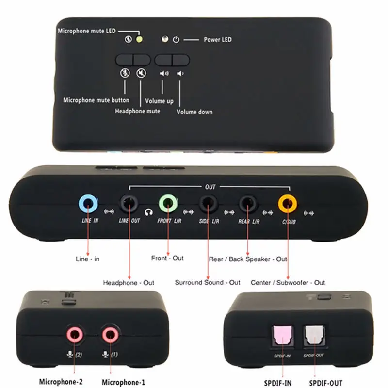 7 1 Sound Card Usb 2 0 Sound Card Cmi6206 Chipset Usb Usb Audio Device Class 4